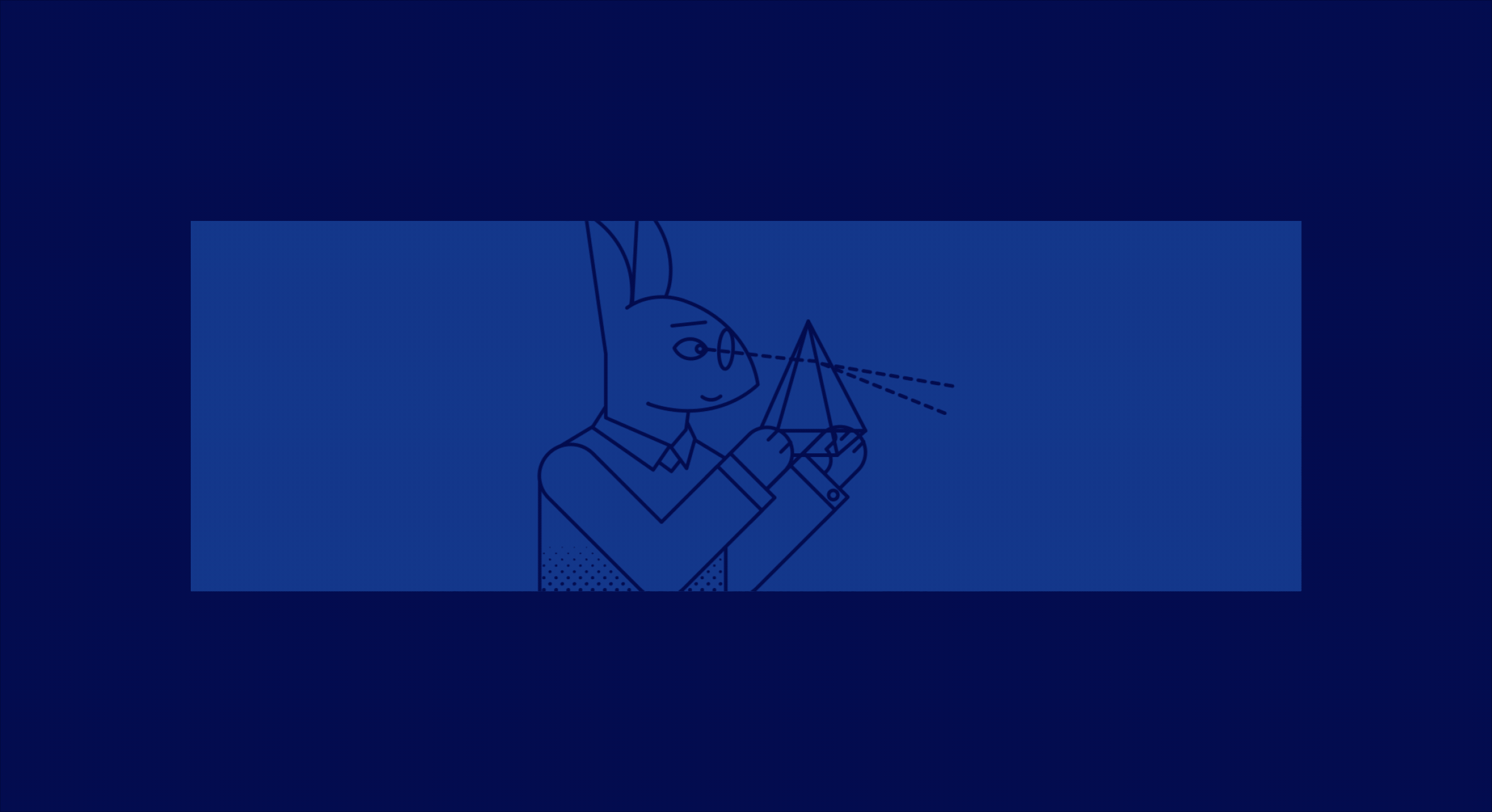 Rabbit mascot illustration used in a blue motion graphic.